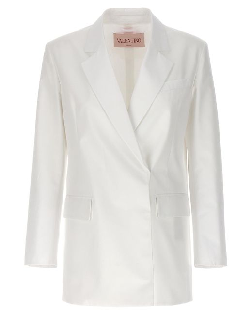 Valentino Garavani White Double-breasted Blazer Blazer And Suits