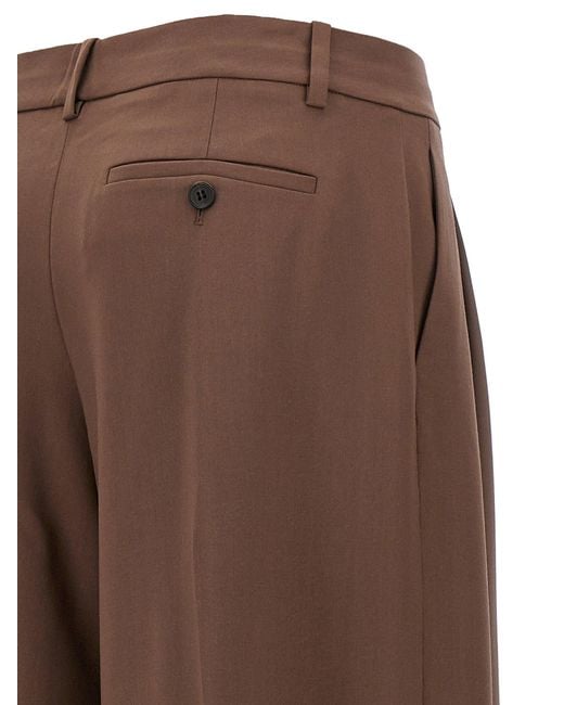 Theory Brown Low Rise Pleated Pants