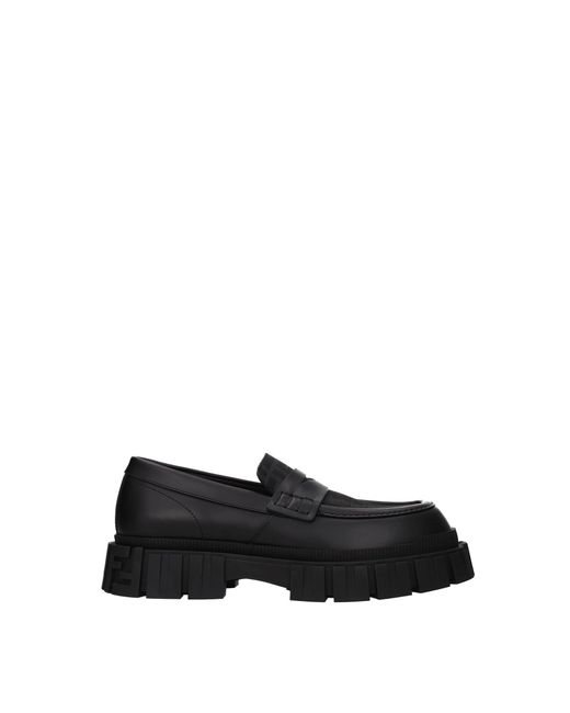 Fendi Loafers Leather Black for men