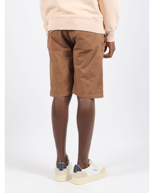 White Sand Brown Stretch Cotton Shorts for men