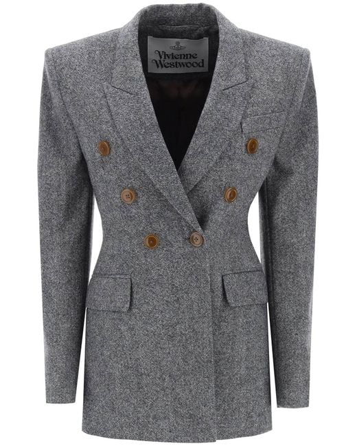 Vivienne Westwood Gray Lauren Jacket In Donegal Tweed