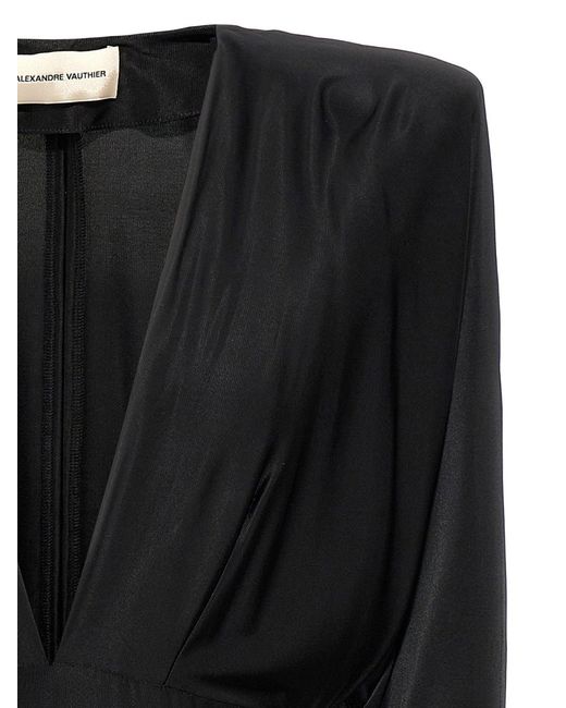 Alexandre Vauthier Black V-Neck Jersey Dress
