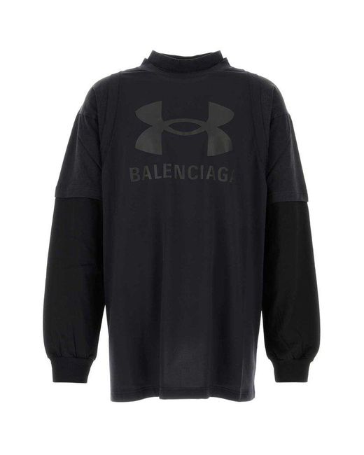 Balenciaga Blue Polyester And Cotton X Under Armour Layered Oversize T-Shirt