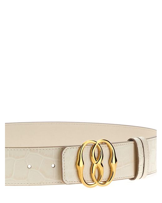 Logo Croc Print Leather Belt Cinture Bianco di Bally in White