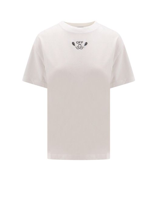 T-shirt in cotone organico con logo frontale di Off-White c/o Virgil Abloh in White
