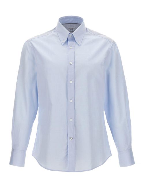 Brunello Cucinelli Blue Cotton Shirt Shirt, Blouse for men