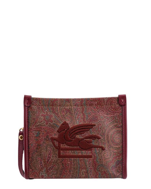 Etro Purple Leather Closure With Zip Clutches