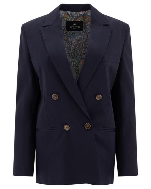 Etro Blue Tailored Mini Jacket For Ss25