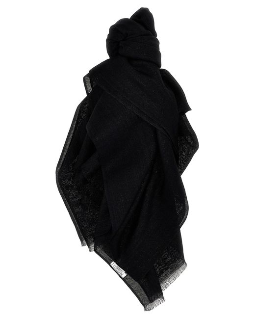 Brunello Cucinelli Black Lurex Cashmere Scarf