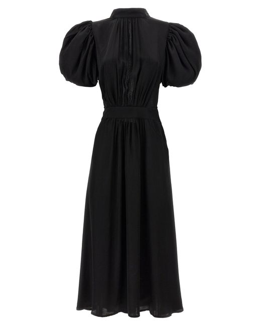 ROTATE BIRGER CHRISTENSEN Black 'Puff Sleeve Midi' Dress