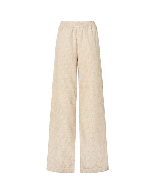 Ff Cotton And Linen Trousers-Donna di Fendi in White