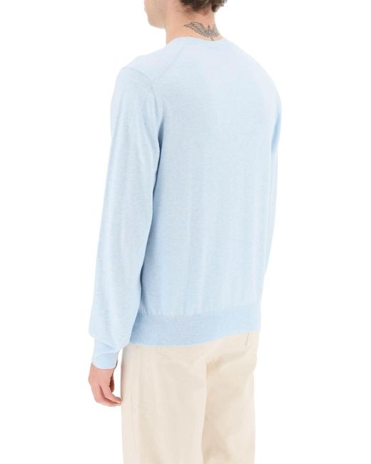 A.P.C. Blue Martin Pullover With Logo Embroidery Detail for men