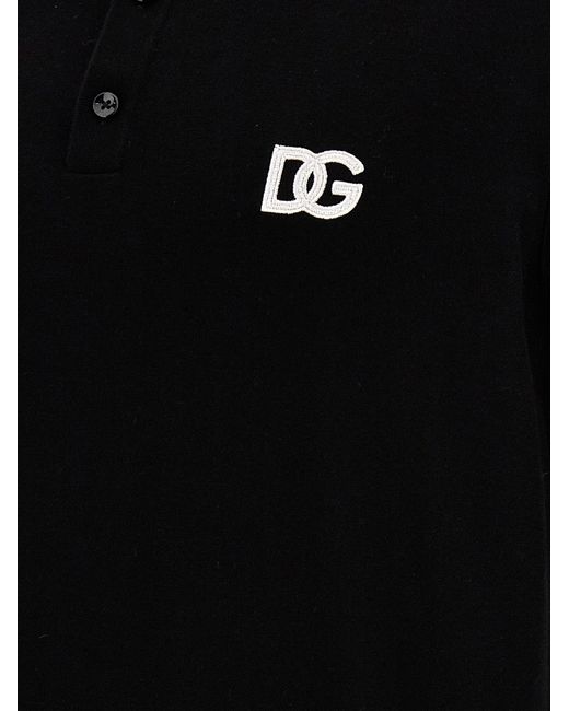 Logo Shirt Polo Bianco/Nero di Dolce & Gabbana in Black da Uomo