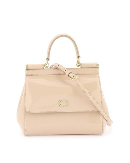 Dolce & Gabbana Natural Patent Leather 'sicily' Handbag