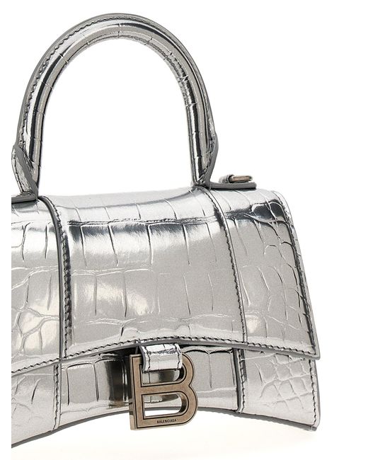 Balenciaga Hourglass Xs Hand Bags Silver in Gray Lyst