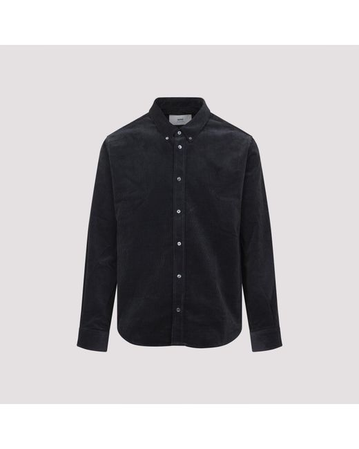 Classic Fit Cotton Shirt-Uomo di AMI in Blue da Uomo