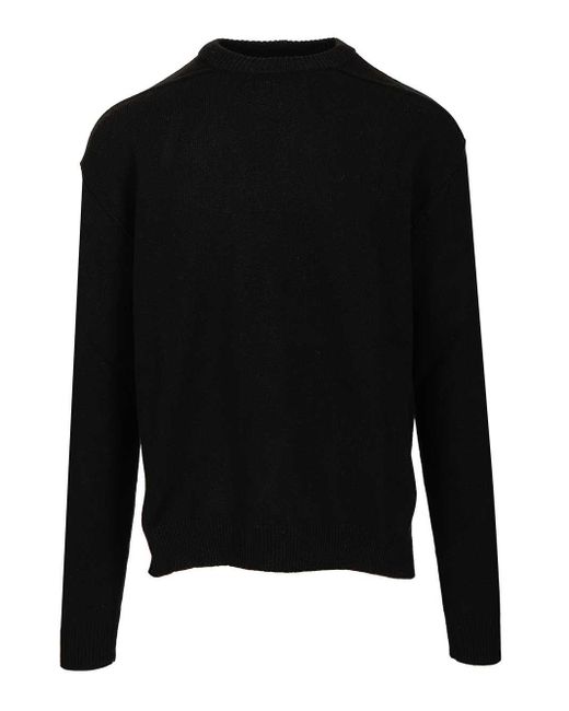 Rick Owens Black Cashmere Crew Neck Sweater Knitwear for men
