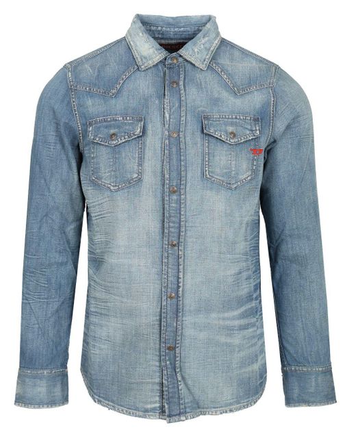 DIESEL Blue Denim Shirt Casual Light for men