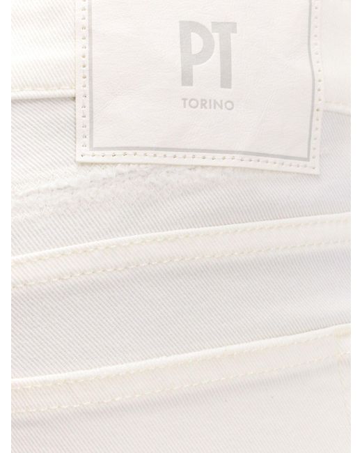 Pantalone in cotone con effetto strappato di PT Torino in White da Uomo