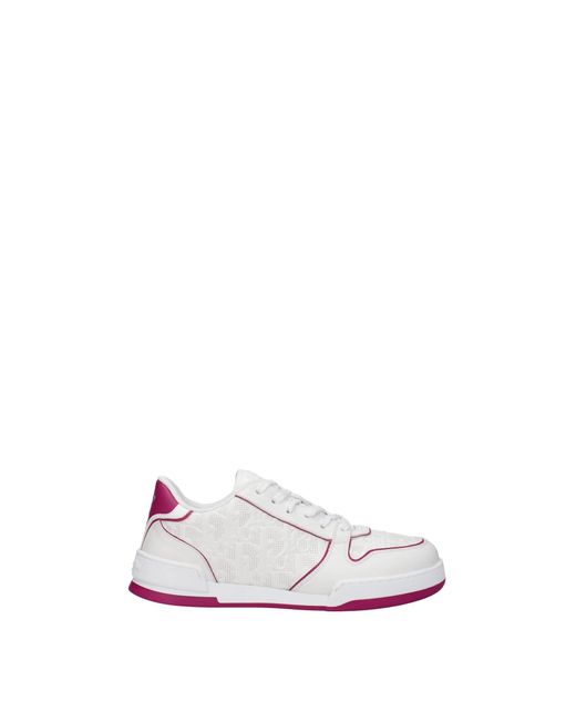 Dior White Sneakers Oblique Leather Fuchsia