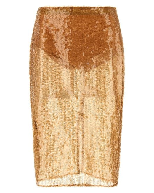 Elisabetta Franchi Natural Sequin Skirt