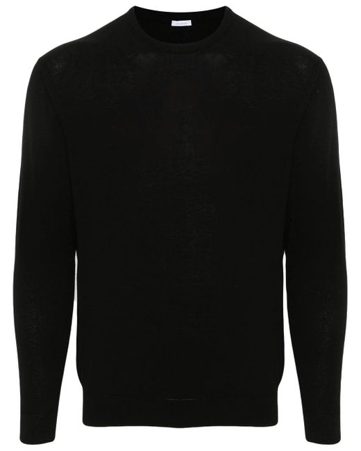 Malo Black Fine Ribbed Cotton Sweater for men