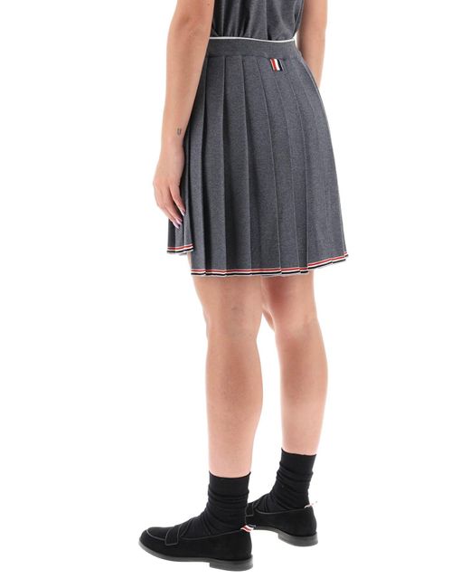 Thom Browne Gray Knitted Pleated Mini Skirt