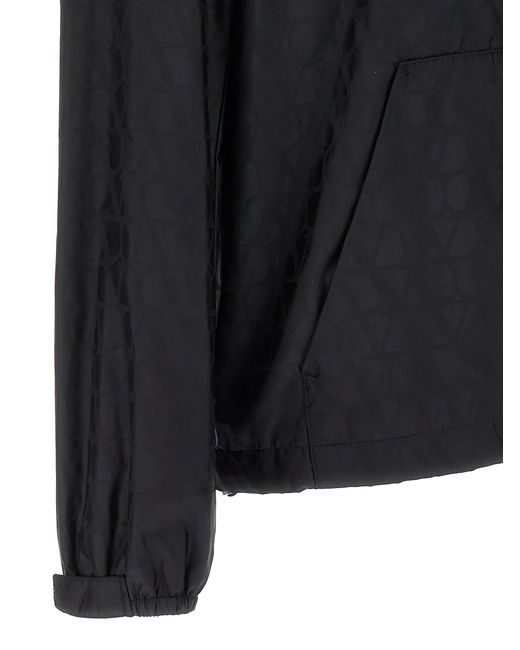 Valentino Garavani Black Toile Iconographe Casual Jackets, Parka for men