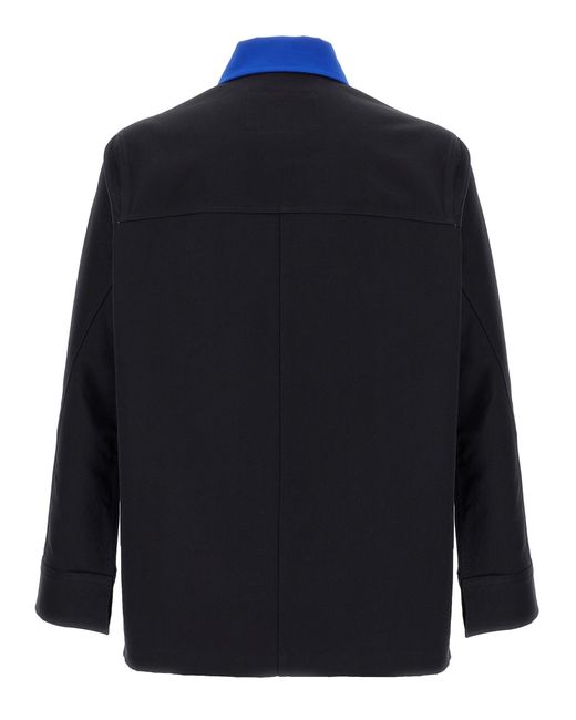 Givenchy Blue Logo Embroidery Overshirt Puffer Jackets for men