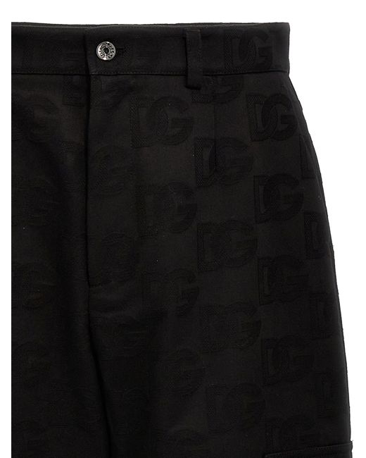 Dg Jaquard Pantaloni Nero di Dolce & Gabbana in Black da Uomo