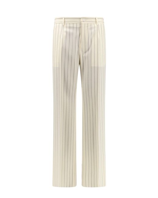 Pantalone ampio in lana vergine di Dolce & Gabbana in Natural da Uomo