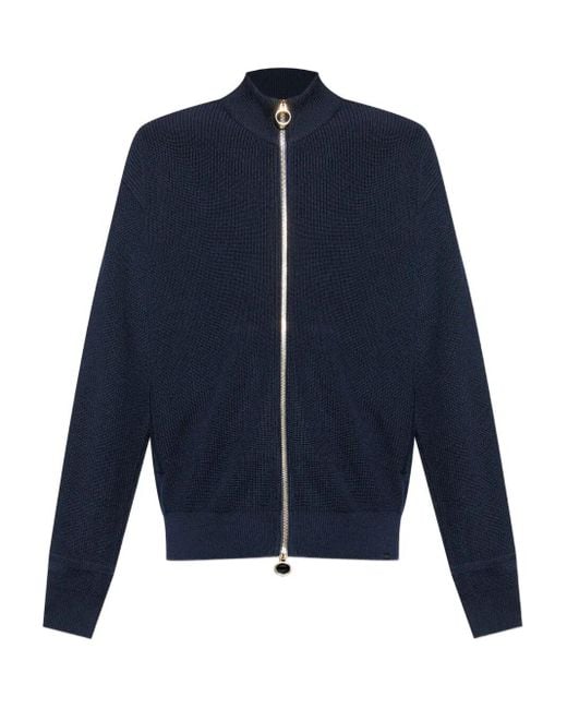Paul & Shark Blue Ribbed Zip-Up High-Neck Cardigan for men