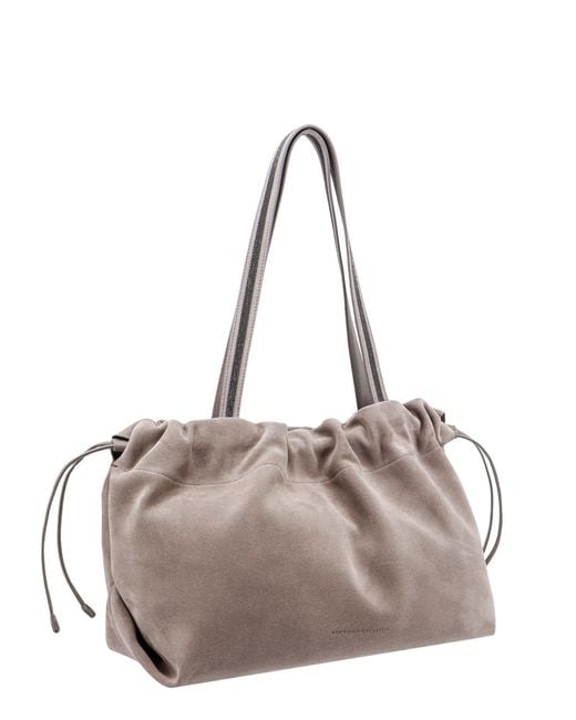 Brunello Cucinelli Multicolor Suede Shoulder Bag With Leather Handles