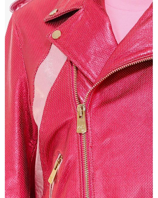 Coco Cloude Pink Metallised Leather Jacket