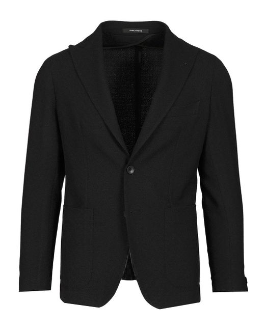 Tagliatore Black Unlined Wool Blazer for men