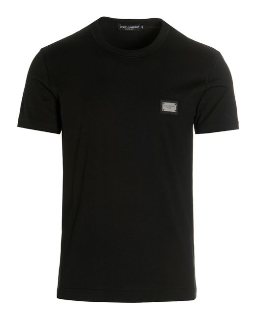 Dg Essential T Shirt Nero di Dolce & Gabbana in Black da Uomo