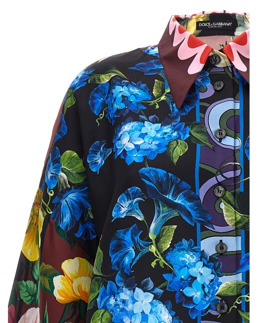 Dolce & Gabbana Blue Floral Print Shirt Shirt, Blouse