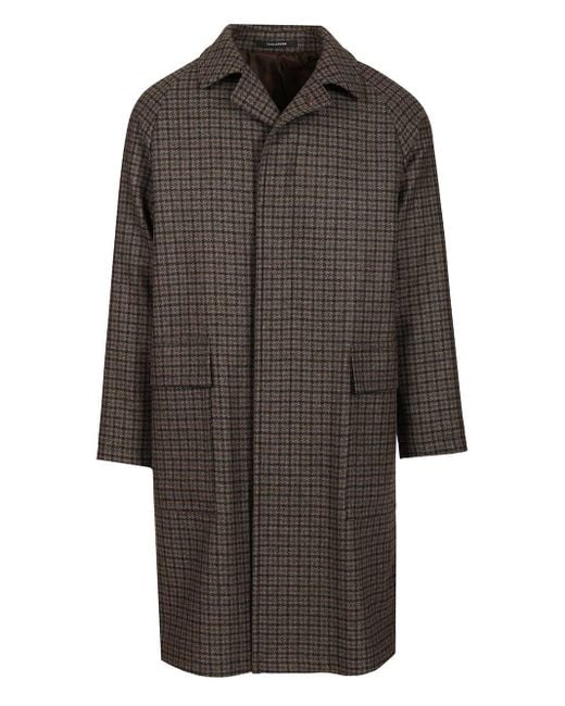 Tagliatore Gray Cappotto Sfoderato Loyd/S Pie De Poule Marrone 80 Lana 20 Poliam Coats for men