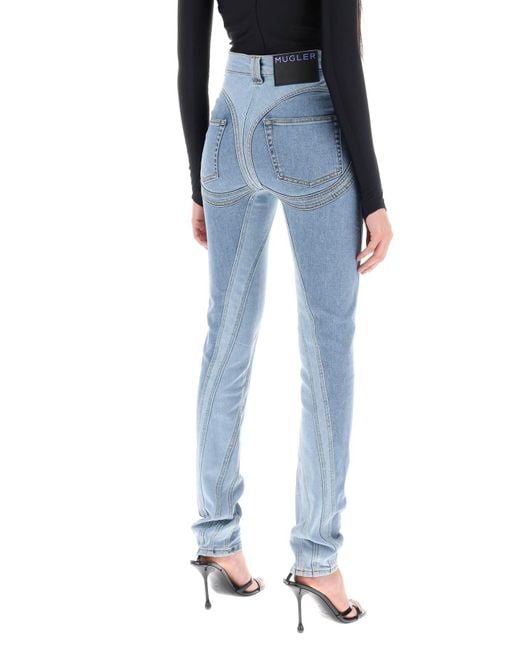 Jeans Skinny Bicolor Spiral di Mugler in Blue