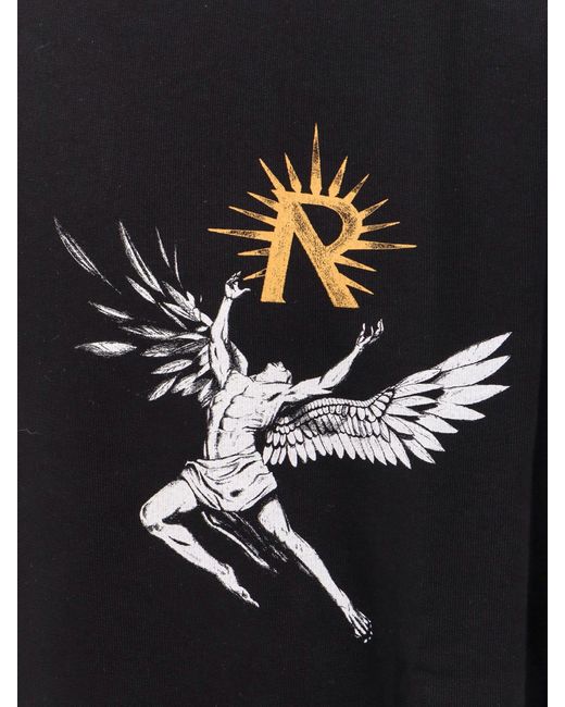 Felpa in cotone con stampa Icarus e logo di Represent in Black da Uomo