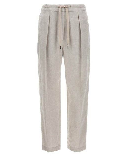 Brunello Cucinelli Gray Linen Cotton Trousers