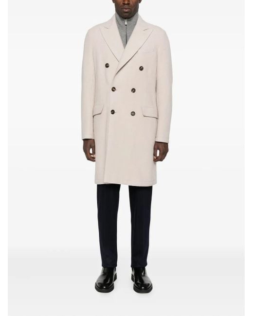 Eleventy Natural Double-Breasted Coat for men