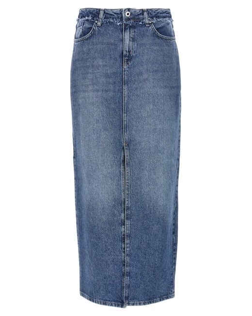 Maxi Denim Skirt Gonne Blu di Karl Lagerfeld in Blue