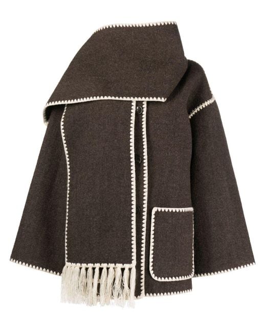 Totême  Black Wool Jacket With Scarf