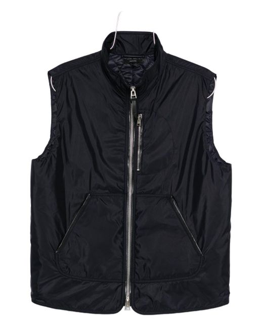 Tom Ford Black Satin Zipped Vest for men
