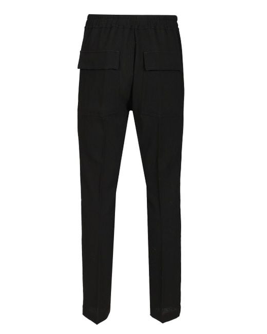 Rick Owens Black Wool With Drawstring Trousers for men