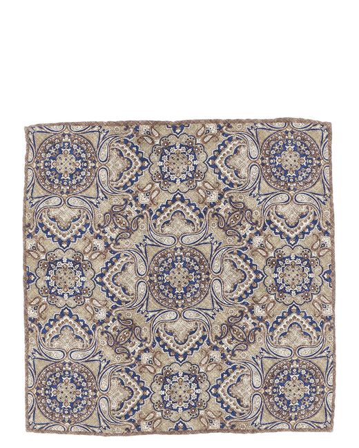 Brunello Cucinelli Gray Double Face Silk Pocket Clutch Scarves And Foulards for men