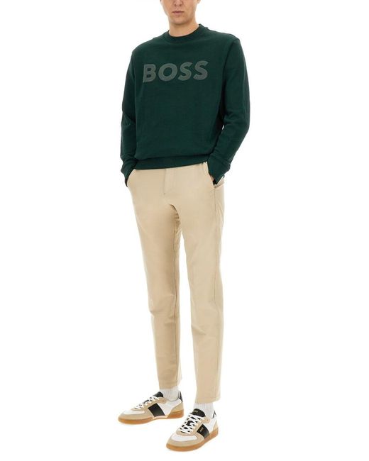 Sweatshirt With Logo-Uomo di Boss in Green da Uomo