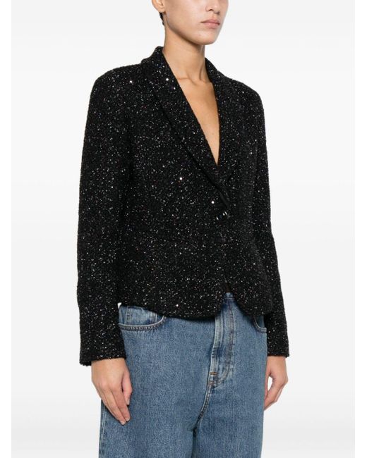 Lurex Single-Breasted Jacket-Donna di Emporio Armani in Black