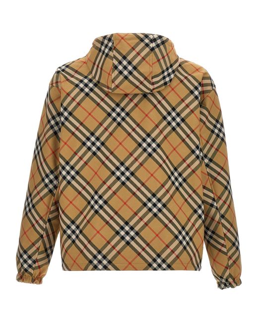 Check Print Reversible Jacket Giacche Beige di Burberry in Natural da Uomo